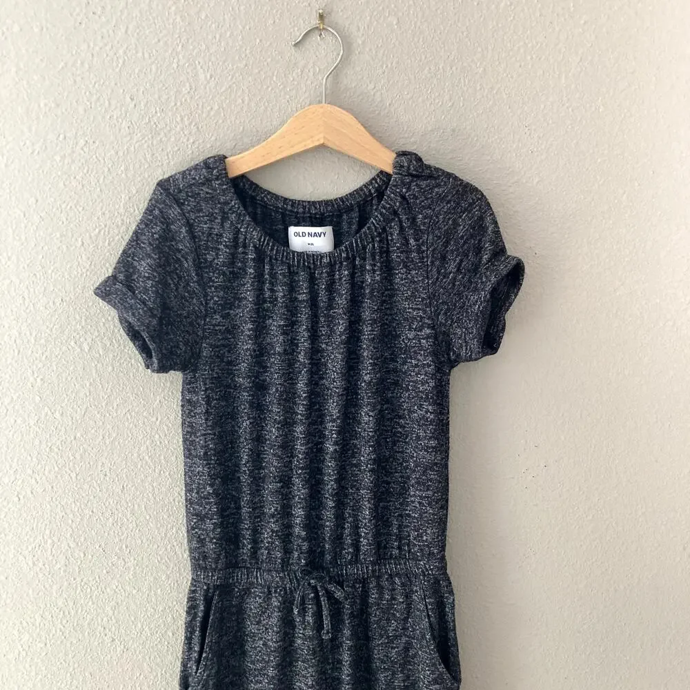 Old Navy Plush Short Sleeve Jumpsuit - Black Jack Space Dye - Medium 8